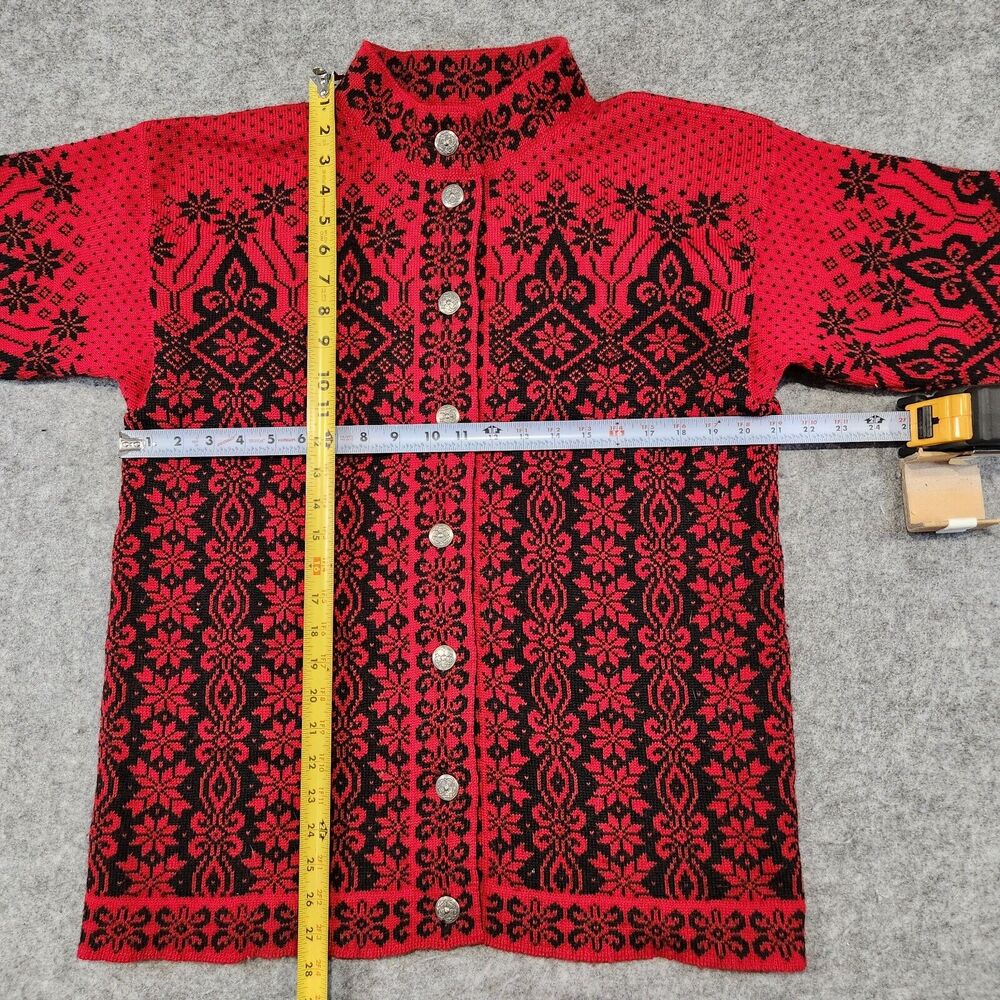 Dale Of Norway Womens M Medium Pure‎ Wool Nordic Red Knit Cardigan Sweater - Picture 9 of 13